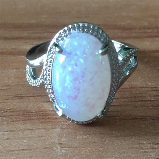 Sterling Silver Opal Ring Inlay Design Bright Luster For Women Jewelry Exquisite Inlay Crafting For Daily Wear