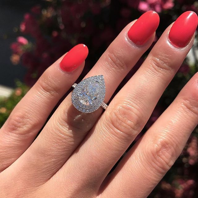 Pear Shaped Water Drop Zircon Ring Copper Drop Shape Inlaid For Wedding Gift With Sparkling Zircon Stones Glow