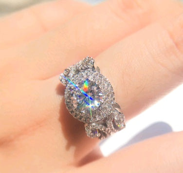 Couples Engagement Wedding Ring Set Micro Inlaid Zircon Diamond Luxury Brass Electric White Steel European Design