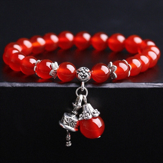 Unisex Red Agate Bracelet Zodiac Design Gold Plated Inlaid Gemstones Anti Fatigue Jewelry Gift Animal Patterns