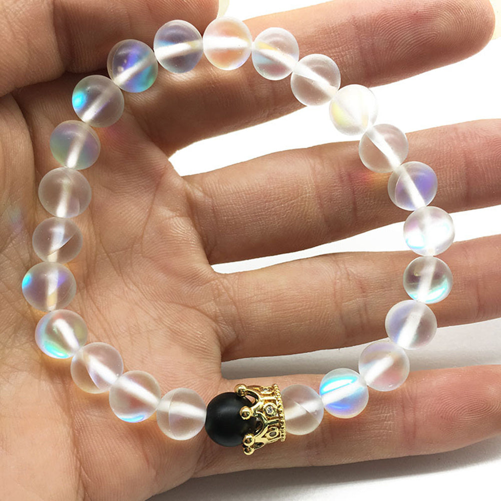Unisex Constellation Glass Bead Bracelet 8mm Beads 19cm Length For Anniversary Gift Or Couple Opening Ceremony