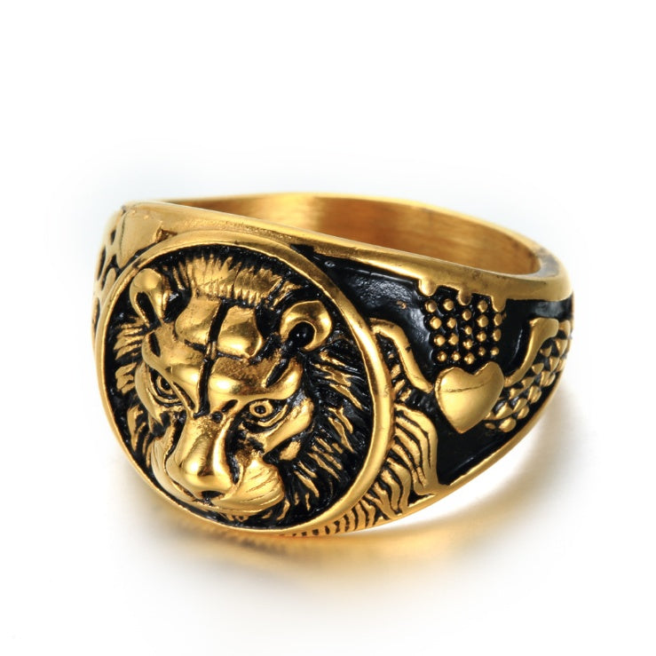 Tiger head lion vintage stainless steel ring