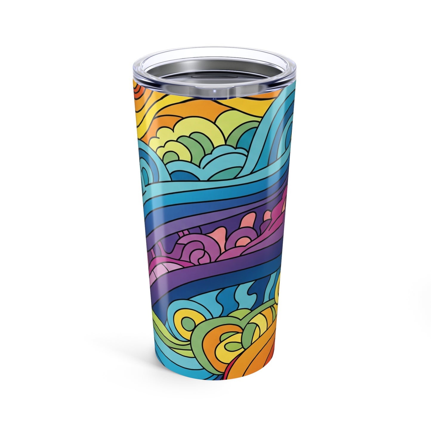 20 Oz Stainless Steel Tumbler With Printed Design Double Wall Vacuum Insulation Spill Resistant Keeps Hot Or Cold