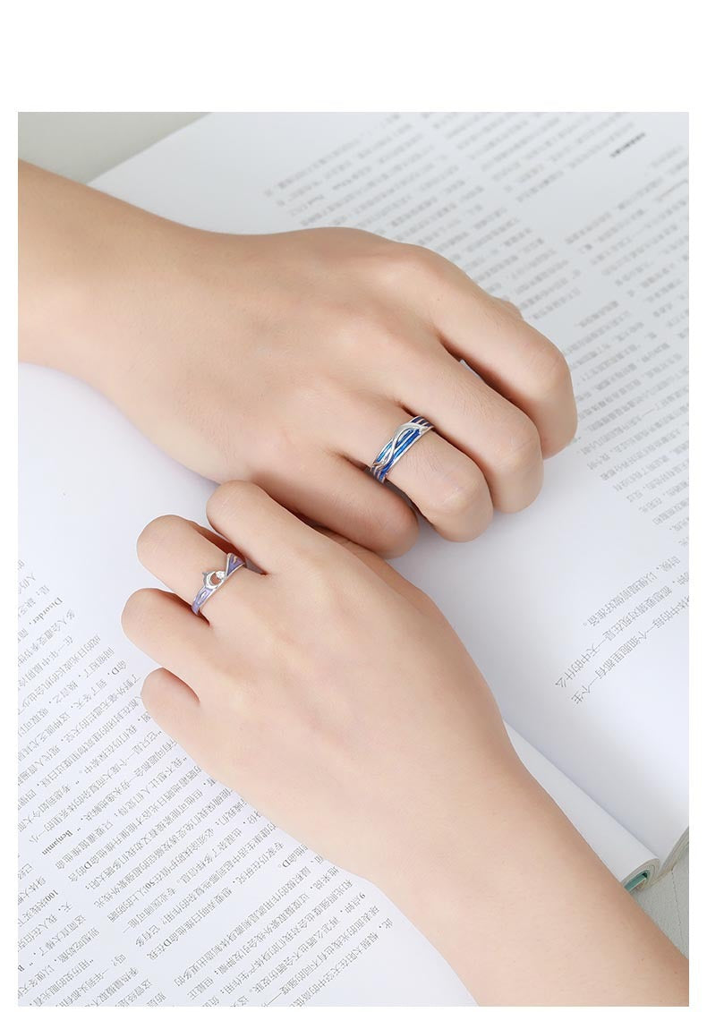 S925 Silver Couple Rings Animal Pattern Matching Rings For Men And Women Anniversary Gift Jewelry Elegant Look