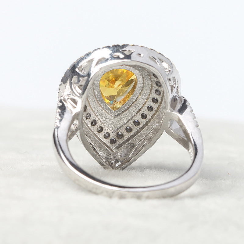 Water Drop Zircon Ring With Yellow Diamond For Weddings And Elegant Gift Jewelry Perfect For Special Occasions