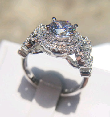 Couples Engagement Wedding Ring Set Micro Inlaid Zircon Diamond Luxury Brass Electric White Steel European Design