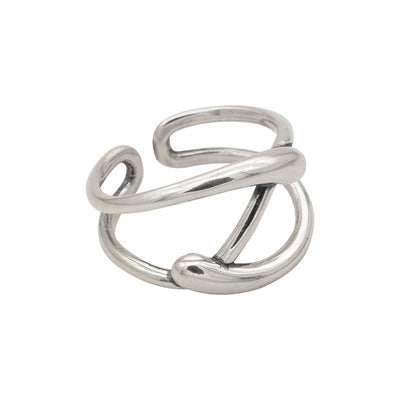 Adjustable Irregular Design Silver Ring for Index Finger Knuckle Electroplated Thai Silver for Everyday Styles