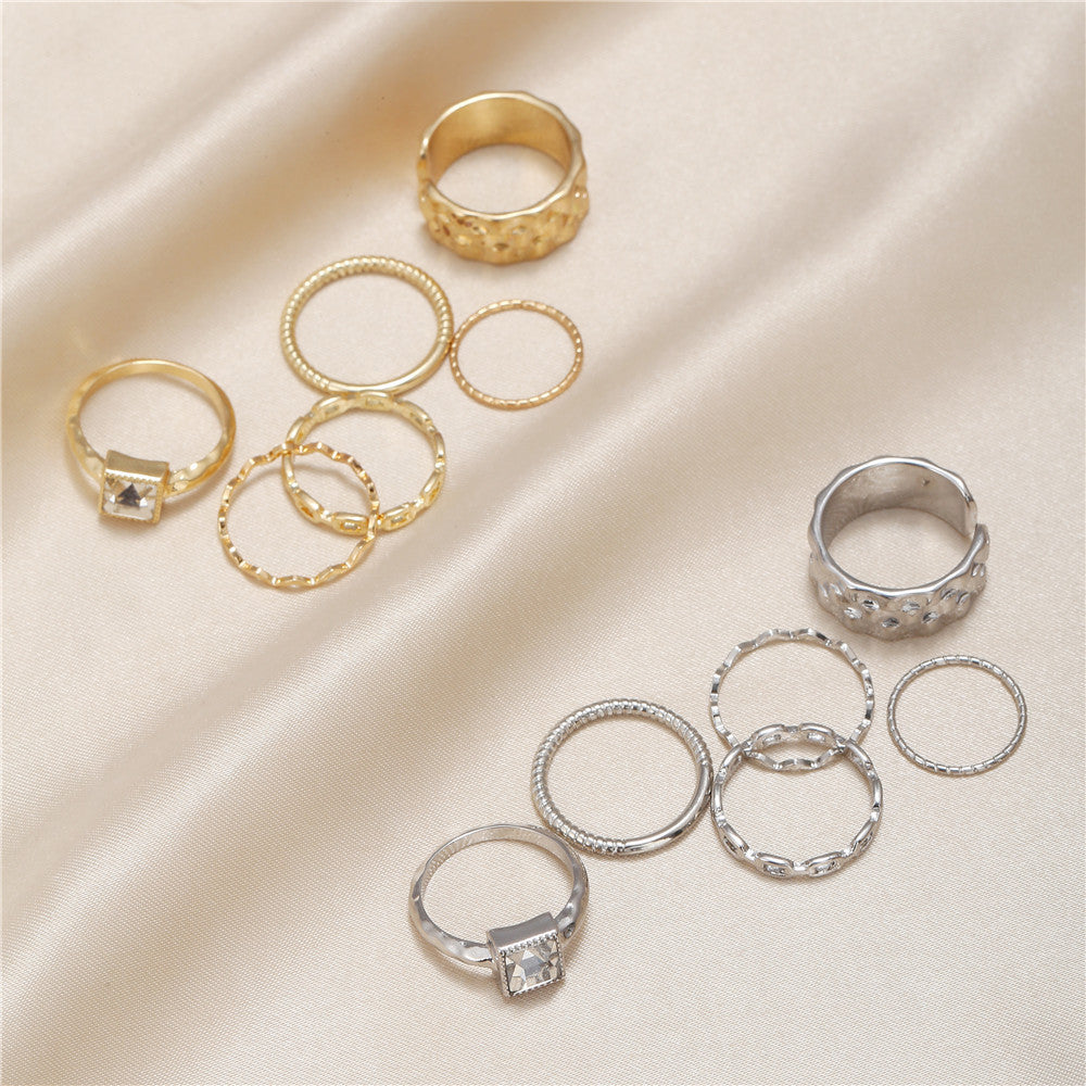 Womens Gold Plated Ring Set Geometric Rings European Fashion Jewelry Electroplated Finish Rings for Women Gold