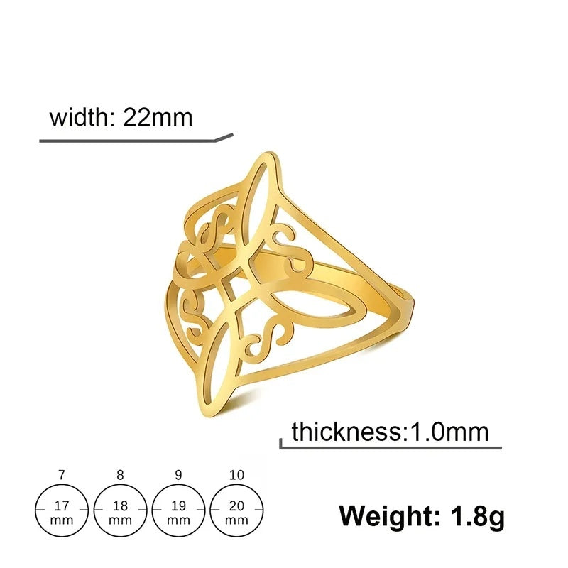 Celtic Knot Infinity Ring Stainless Steel Couple Ring For Women And Men Romantic Flower Design Silver And Gold