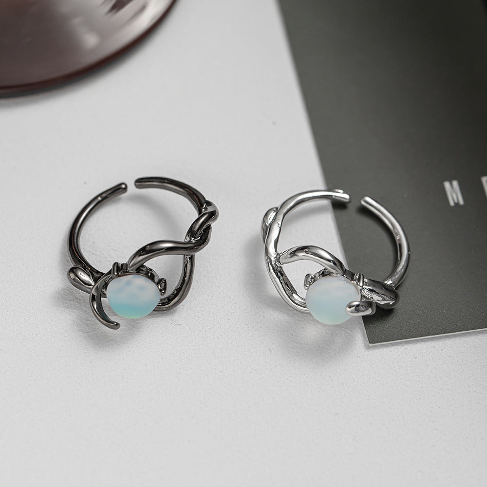 Womens Geometric Ring Irregular Alloy Fashion Ring Sweet Cool Personality Trend Jewelry Size 8 White And Black