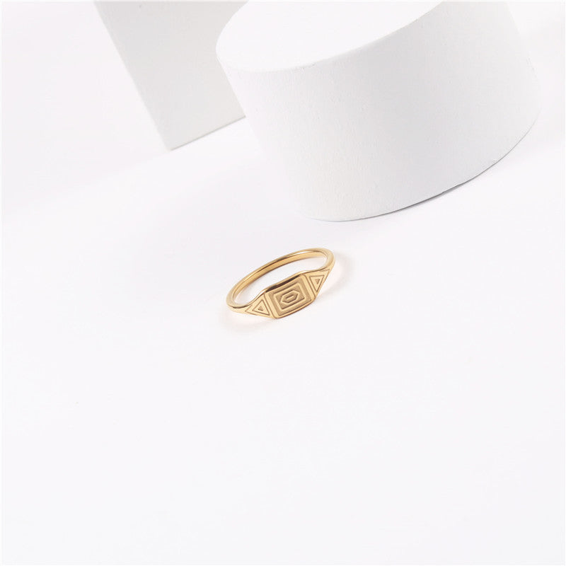 Gold Tone Titanium Steel Irregular Origami Faceted Ring For Women And Men Statement Jewelry Modern Durable Craft