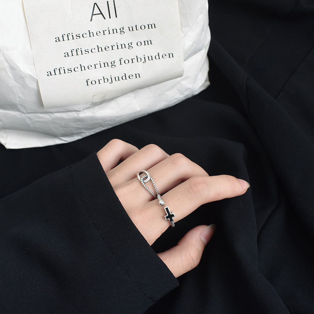 Sterling Silver S925 Retro Interwoven Twist Ring For Women