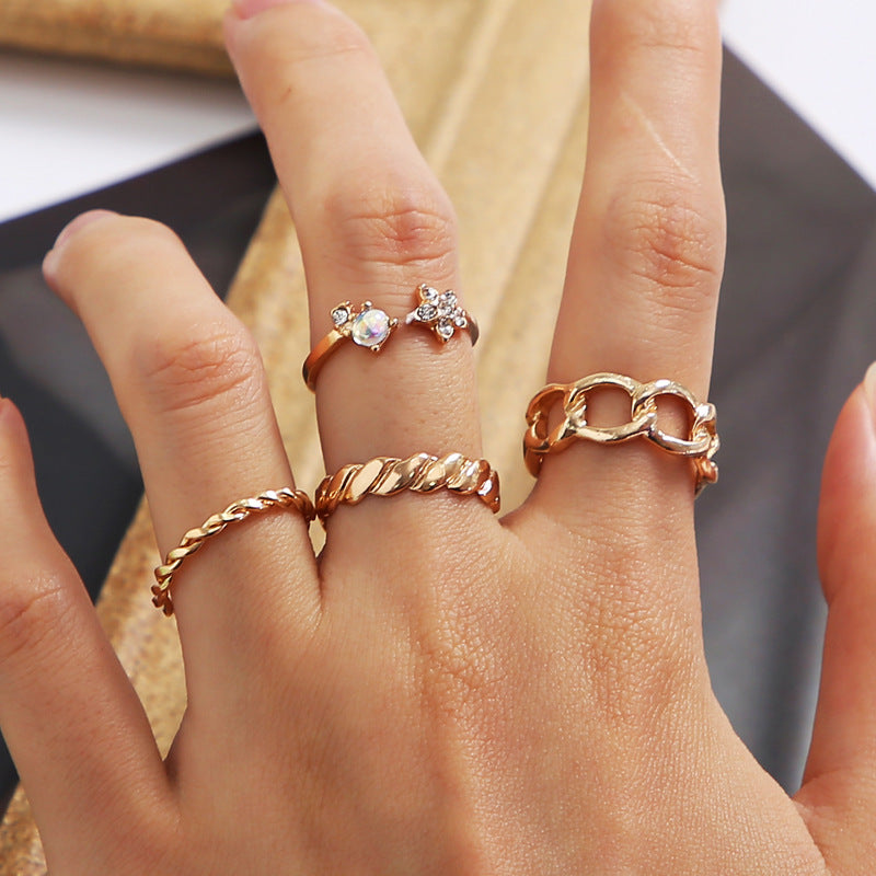 Heart Shaped Ring For Women Twisted Chain Electroplated Finish Retro Style Anniversary Birthday Wedding Jewelry