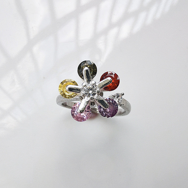 Ring For Women Rotating Multicolored Gemstone Copper Jewelry Korean Style Environmentally Friendly Gift For Souvenir Tour