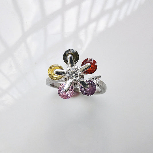 Ring For Women Rotating Multicolored Gemstone Copper Jewelry Korean Style Environmentally Friendly Gift For Souvenir Tour