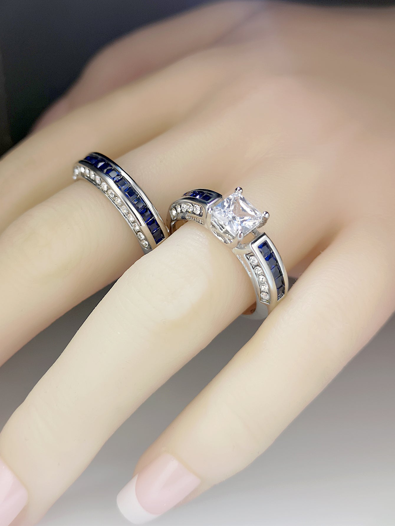 Womens Rose Gold Geometric Ring Rhinestone Embellished Alloy Electroplated Durable Colorfast Fashion Accessory