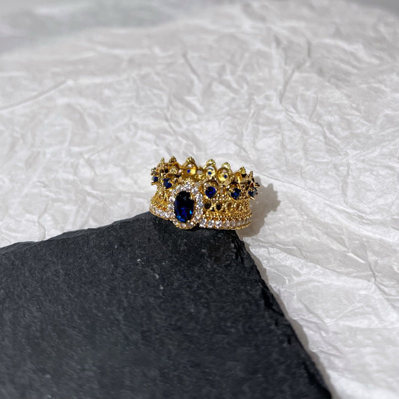 Women Lace Crown Ring Adjustable Opening Copper Fashion Jewelry Exquisite Elegant Accessory Gift Classic Charm