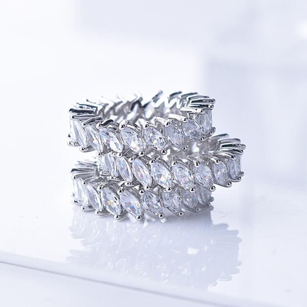 Copper Ring With Simulated Diamond Zircon Jewelry For Women Engagement Wedding Anniversary Dazzling Gift Style