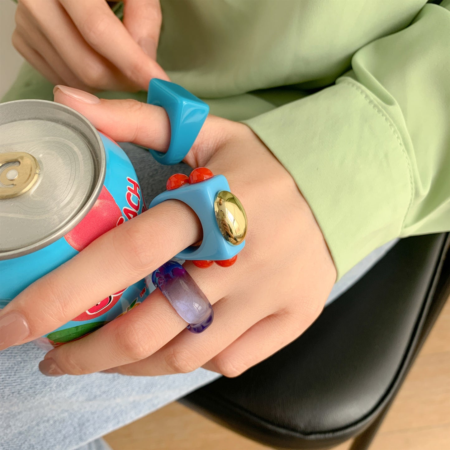 Womens Acrylic Geometric Chunky Rings Set 3 Piece Fashion Statement Jewelry For Daily Wear Gift Sets Daily Use