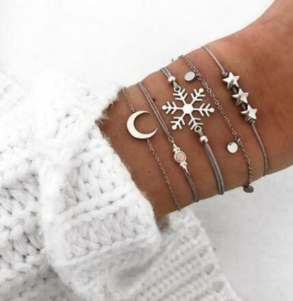 Womens Bracelet Sets Alloy Anklet Star Moon Design Romantic Jewelry For Women Girls Charm Fashion Elegant Cute