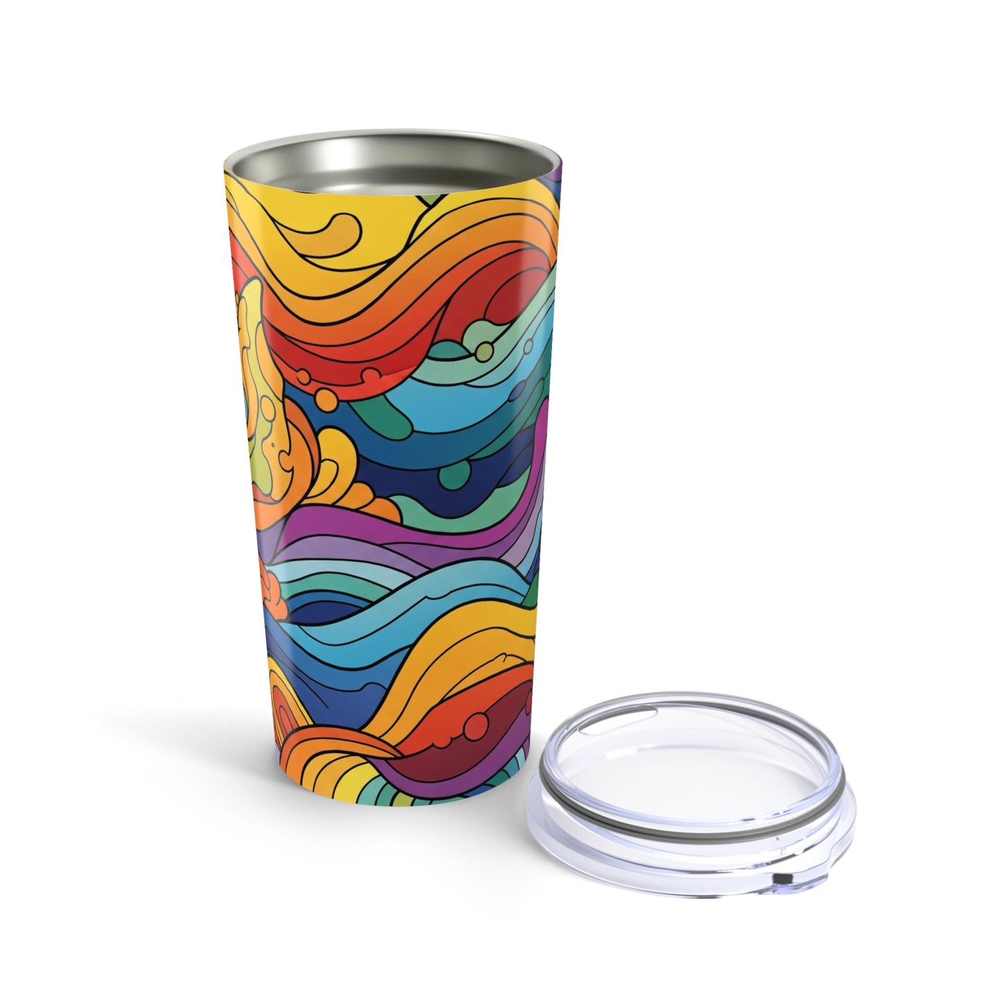 20oz Stainless Steel Tumbler With Double Wall Vacuum Insulation Spill Resistant Printed Design Durable Travel Mug
