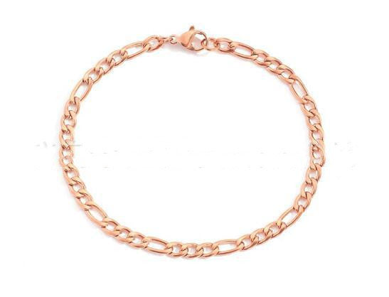 Figaro Bracelet Gold Plated Stainless Steel Chain Link Jewelry For Women Gift For Her Trendy Fashion Accessory