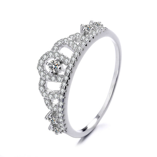 Sterling Silver Crown Ring With Full Diamond Micro Inlay Individually Packed Birthday Gift European Crown Ring