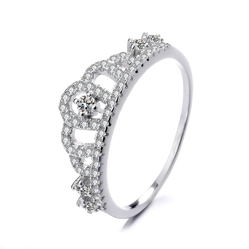 Sterling Silver Crown Ring With Full Diamond Micro Inlay Individually Packed Birthday Gift European Crown Ring