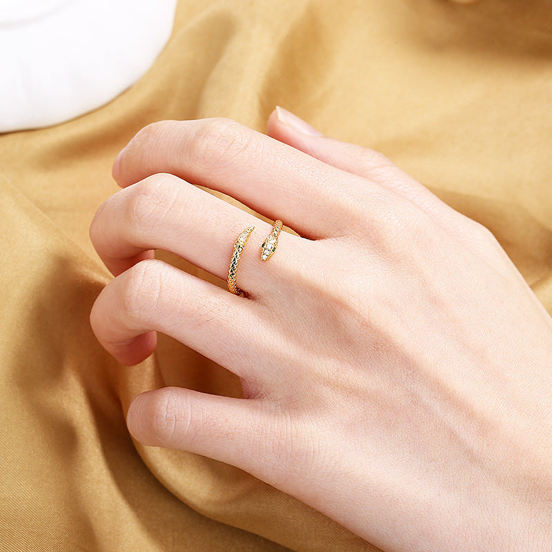 Adjustable Zodiac Animal Ring Gold Silver Plated Copper With Zircon European Retro Open Design Jewelry GiftBox