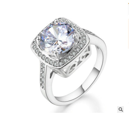 Womens Rose Gold Plated Ring With Micro Inlaid Zircon Geometric Design Elegant European American Accessory Jewelry