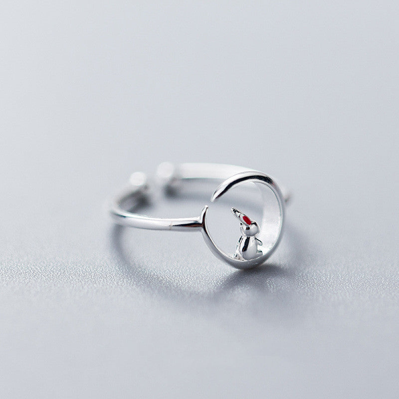 Cute rabbit opens index finger ring