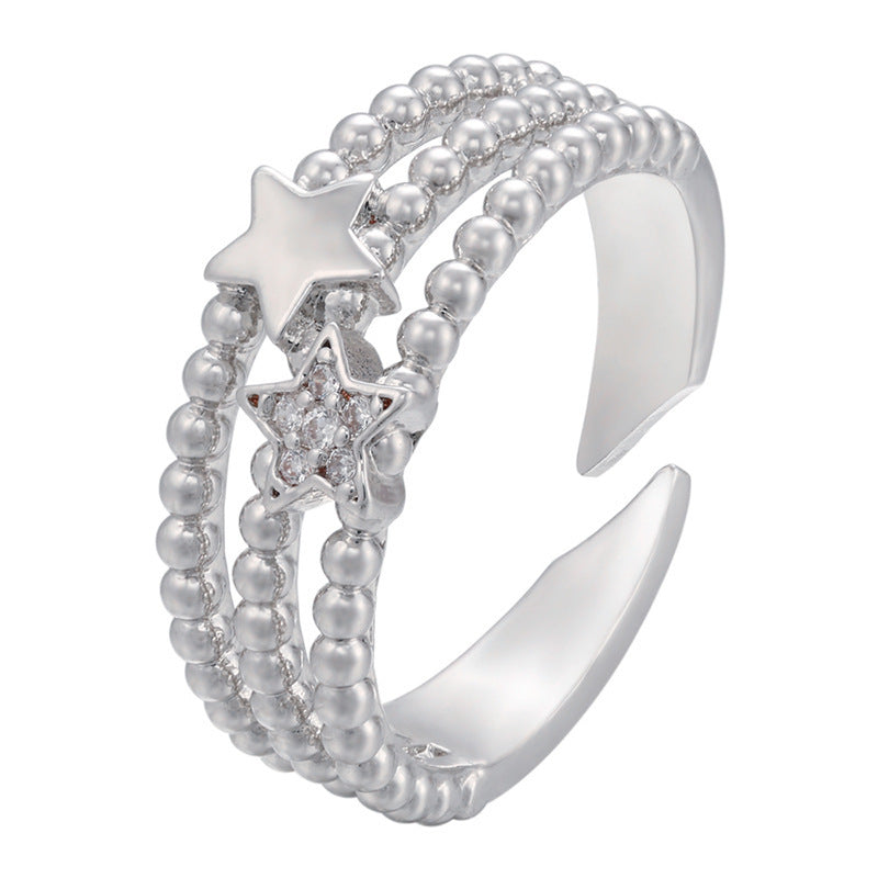 Adjustable Women Ring Copper Jewelry Butterflies Star Heart Twist Design Goldtone Fashion Accessory Daily Wear