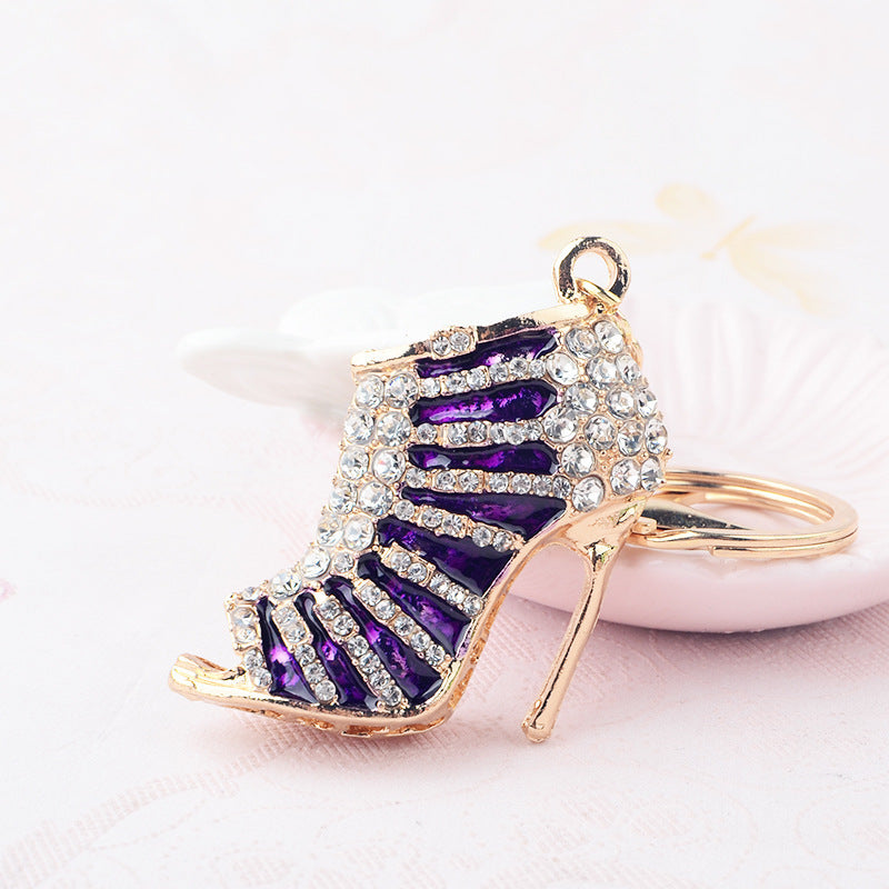High Heel Keychain With Diamond Studs Alloy Car Key Charm