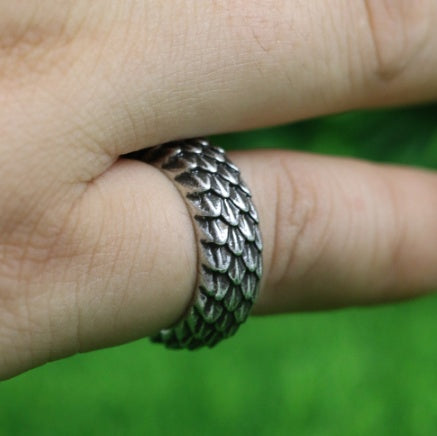 Wind Dragon Scale Ring Vintage Alloy Plated Unisex Style Not Inlaid Mosaic Color Picture Size 8 10 Size 8 10 Size 8 10