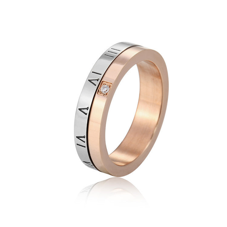 Rotatable Roman Numeral Titanium Steel Ring For Couples