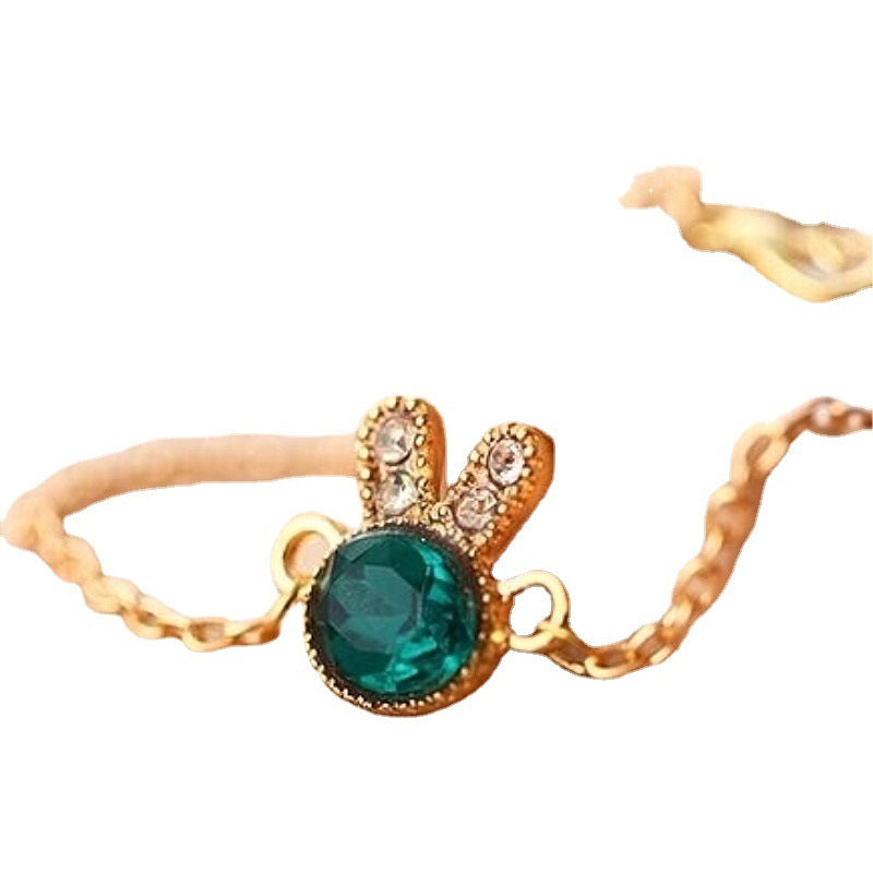 Unisex Rabbit Bracelet Zodiac Design Electroplated Alloy With Inlaid Gems Anniversary Gift For Business Simple Pro
