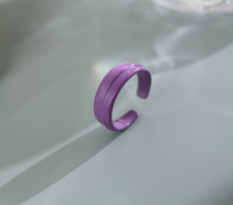 Womens Geometric Alloy Ring Candy Color Drip Design Oil Injected Finish Trendy Fashion Jewelry Geometric Ring