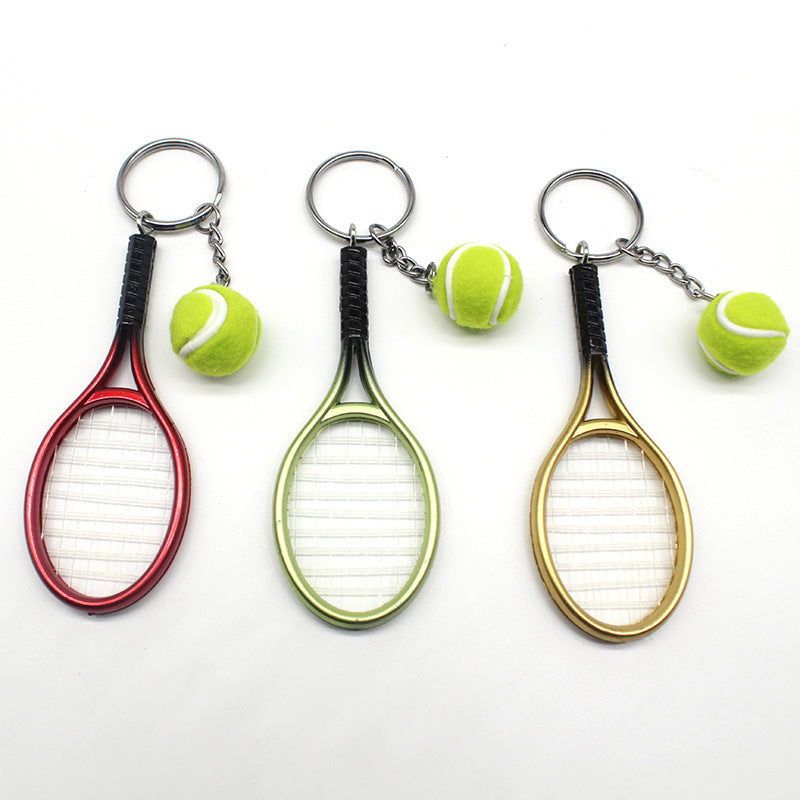 Tennis Racket Keychain Lightweight Plastic Sporty Keyring For Bags And Keys Green Lightweight Travel Accessory