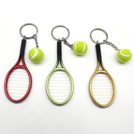 Tennis Racket Keychain Lightweight Plastic Sporty Keyring For Bags And Keys Green Lightweight Travel Accessory