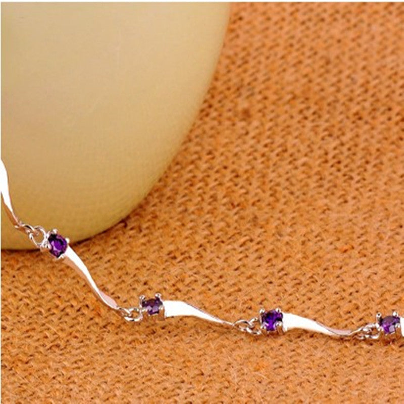 Vintage Silver And Copper Electroplated Bracelet Drop Shape White Gold Inlaid Gems Jewelry For Women Lovers Fashion