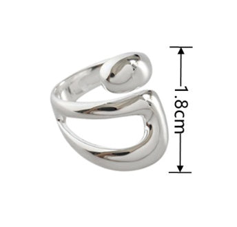 Womens Glossy Cross Ring Irregular Geometric Hollow Ring Adjustable Opening Copper Ornament Gift for Birthday