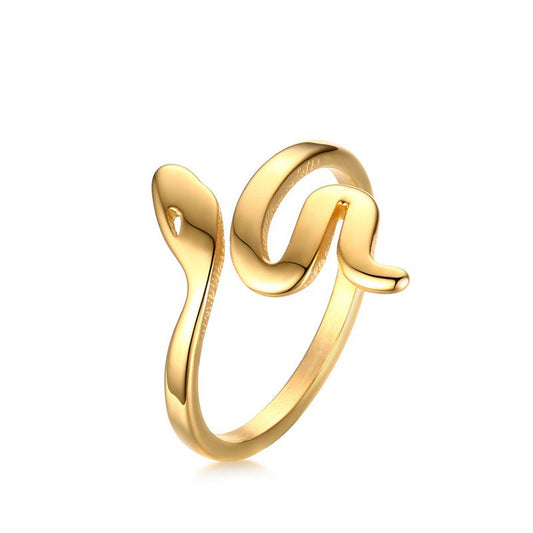Stainless Steel Snake Ring Women Geometric Korean Style Titanium Electroplated Accessory For Openings And Gifts
