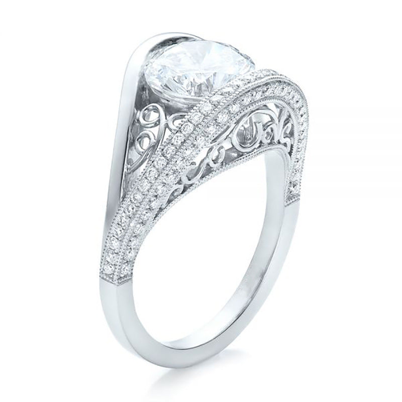 Simulation Diamond Wedding Ring European And American Ladies Ring Copper Zircon White Gold Sizes 6 7 8 9 10 10