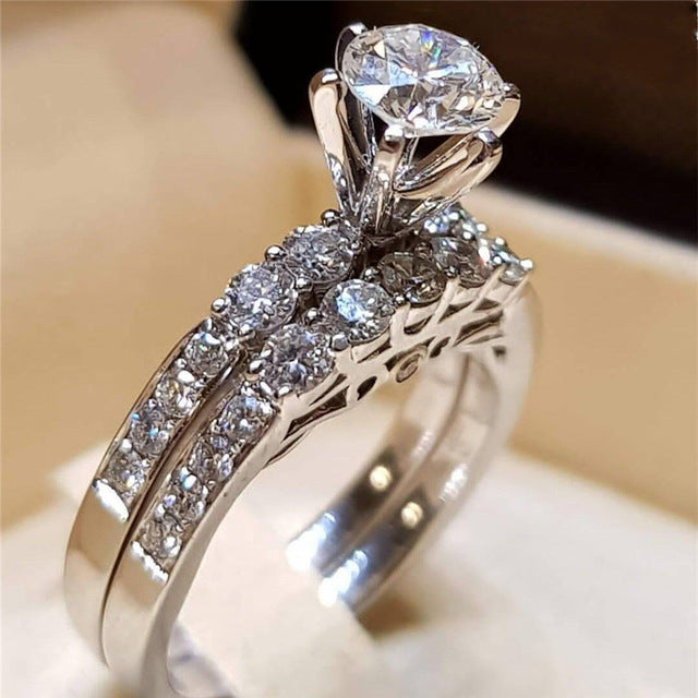 Engagement Ring Set For Women Zircon Bridal Rings Couple Rings Wedding Bands Promise Rings Elegant Proposal Jewelry