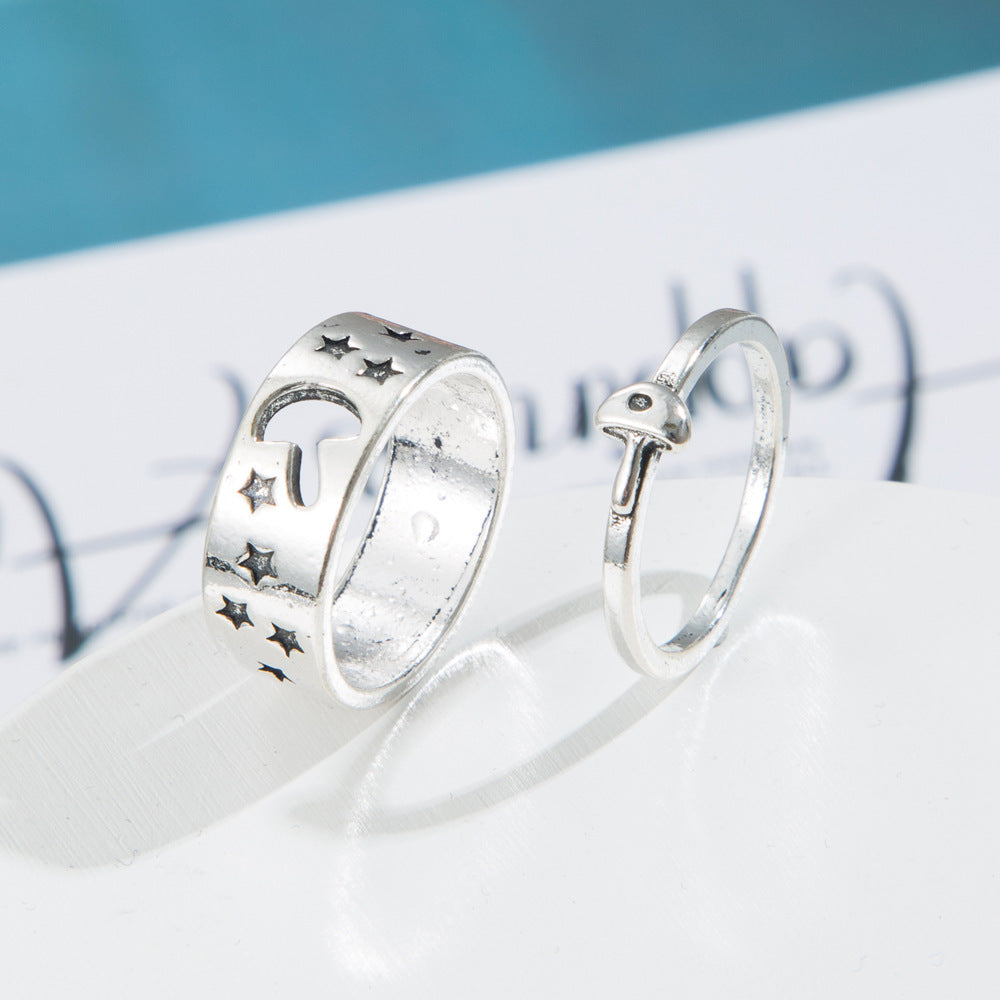 Machined Alloy Couple Rings Silver Dragon Punk Style for Women and Men Fashion Ring Set Unisex Gift Idea for Lovers