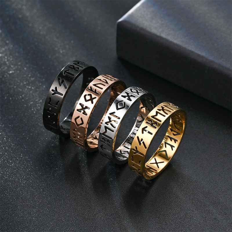 Unisex Stainless Steel Ring With Text Numerals 6mm Wide