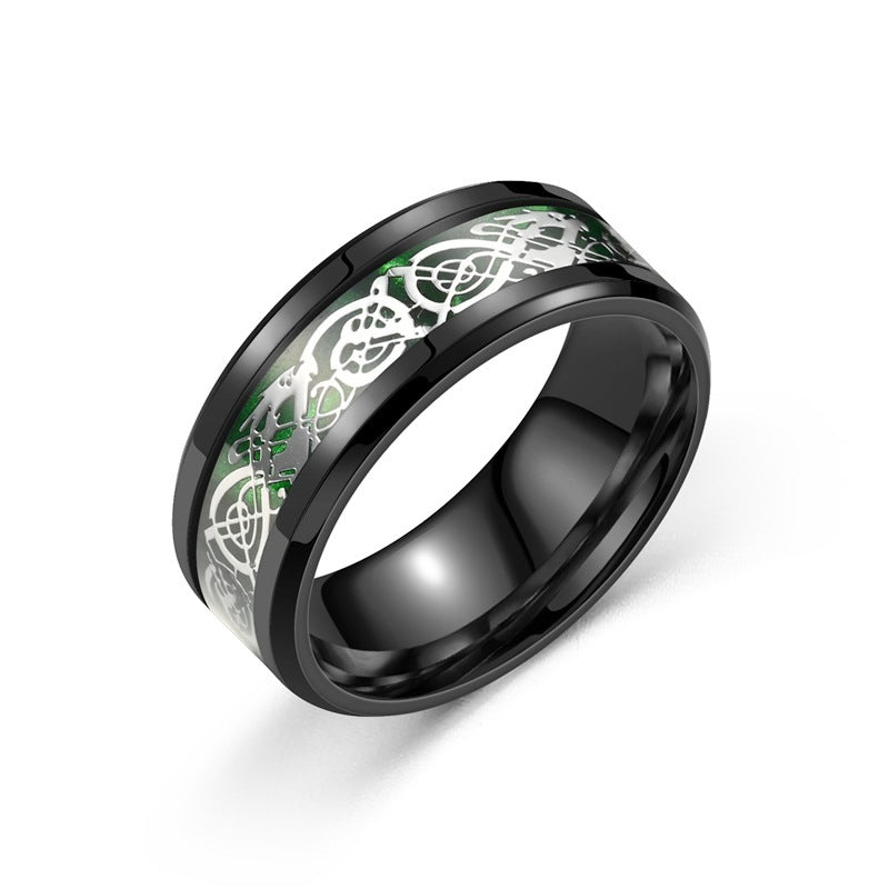 Stainless Steel Dragon Ring Zodiac Pattern Band Gift Travel
