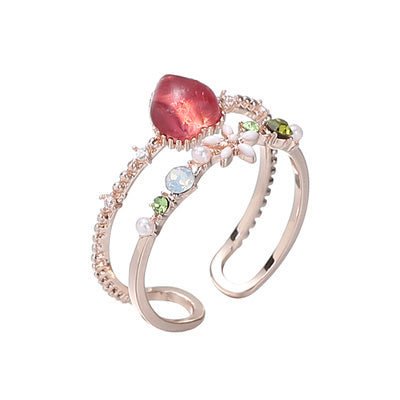 Small Flower Moon Ring With Heart Crystal Flower for Index Finger Women Jewelry Elegant Everyday Jewelry Gifts