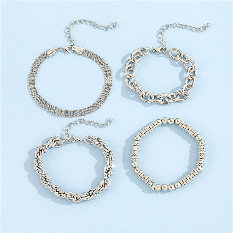 Womens Geometric Twist Bracelet Set Winding Wave Alloy Metal Bangle European Fashion Jewelry Grace Silver Gold