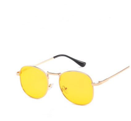 Unisex Vintage Round Sunglasses Metal Frame Flat Lenses Retro Eyewear Eye Protection Fashion Ultra Lightweight